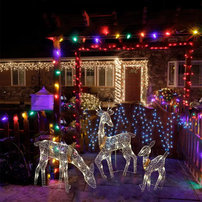 3-Piece Christmas LED Wrought Iron Deer Set