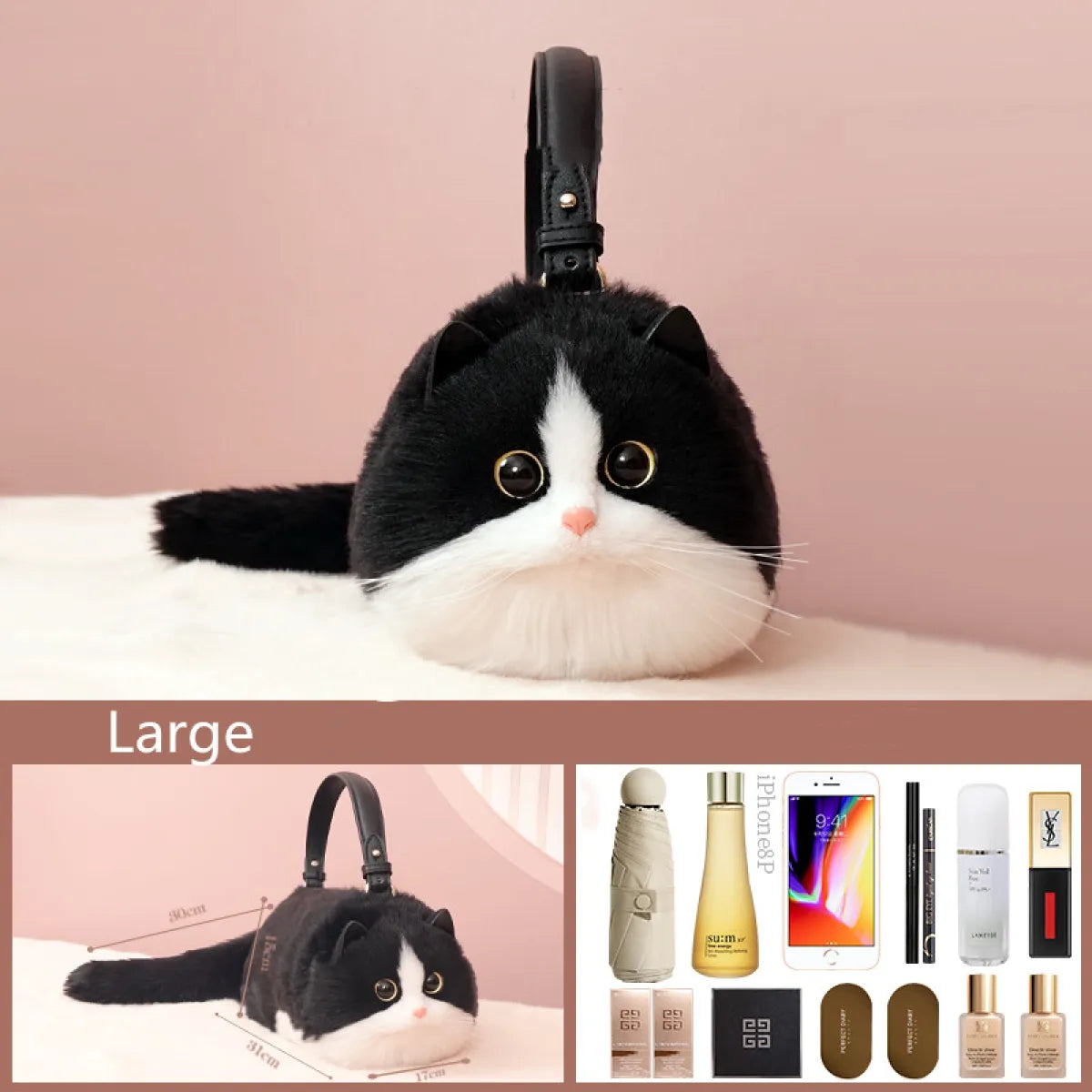 Women's Cute Handmade Cat Doll Bag