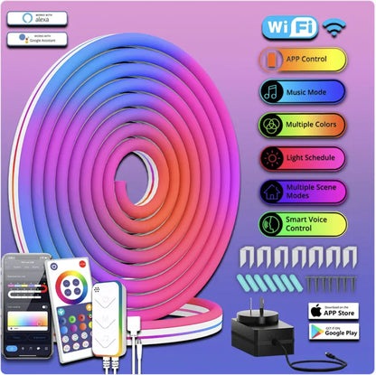 WiFi Smart LED Neon Light Strip with Silicone Graffiti Design