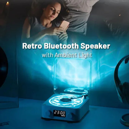 Retro Bluetooth Turntable Speaker with RGB Projection